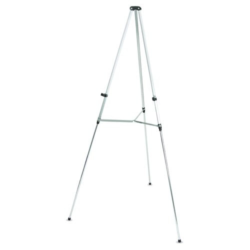 Lightweight Telescoping Tripod Easel, 38" To 66" High, Aluminum, Silver Lightweight Telescoping Tripod Easel, 38" To 66" High, Aluminum, Silver