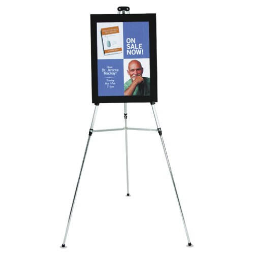 Lightweight Telescoping Tripod Easel, 38" To 66" High, Aluminum, Silver Lightweight Telescoping Tripod Easel, 38" To 66" High, Aluminum, Silver