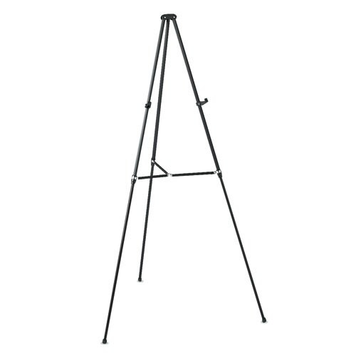 Lightweight Telescoping Tripod Easel, 38" To 66" High, Aluminum, Silver Lightweight Telescoping Tripod Easel, 38" To 66" High, Aluminum, Silver