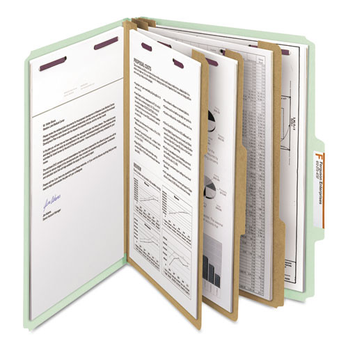Pressboard Classification Folders With Safeshield Coated Fasteners, 2/5 Cut, 3 Dividers, Letter Size, Gray-green, 10/box Pressboard Classification Folders With Safeshield Coated Fasteners, 2/5 Cut, 3 Dividers, Letter Size, Gray-green, 10/box