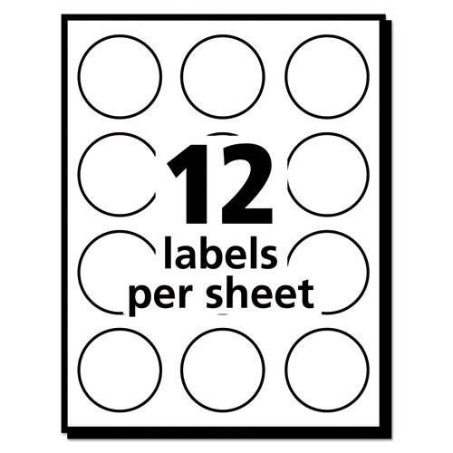 Round Print-to-the Edge Labels With Sure Feed And Easy Peel, 2" Dia, Glossy White, 120/pk Round Print-to-the Edge Labels With Sure Feed And Easy Peel, 2" Dia, Glossy White, 120/pk