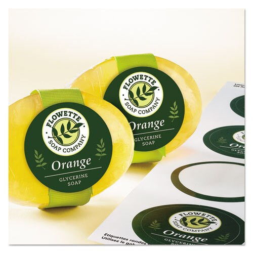Round Print-to-the Edge Labels With Sure Feed And Easy Peel, 2" Dia, Glossy White, 120/pk Round Print-to-the Edge Labels With Sure Feed And Easy Peel, 2" Dia, Glossy White, 120/pk