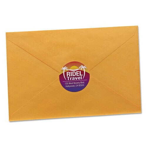 Round Print-to-the Edge Labels With Sure Feed And Easy Peel, 2" Dia, Glossy White, 120/pk Round Print-to-the Edge Labels With Sure Feed And Easy Peel, 2" Dia, Glossy White, 120/pk