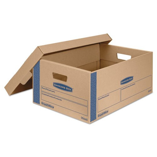Smoothmove Prime Moving & Storage Boxes, Large, Half Slotted Container (hsc), 24" X 15" X 10", Brown Kraft/blue, 8/carton Smoothmove Prime Moving & Storage Boxes, Large, Half Slotted Container (hsc), 24" X 15" X 10", Brown Kraft/blue, 8/carton