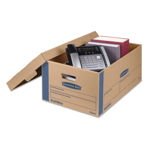 Smoothmove Prime Moving & Storage Boxes, Large, Half Slotted Container (hsc), 24" X 15" X 10", Brown Kraft/blue, 8/carton Smoothmove Prime Moving & Storage Boxes, Large, Half Slotted Container (hsc), 24" X 15" X 10", Brown Kraft/blue, 8/carton