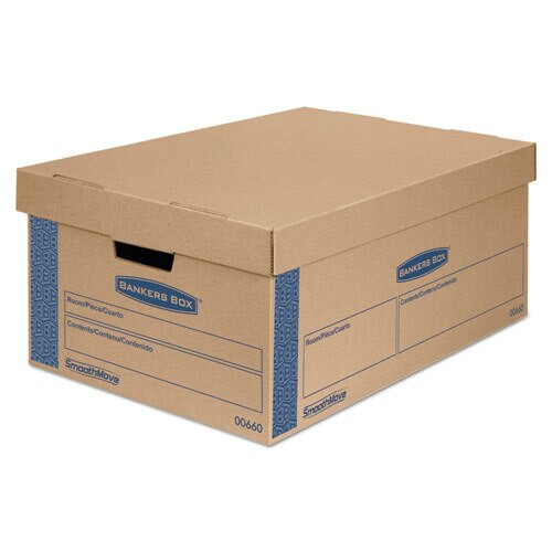 Smoothmove Prime Moving & Storage Boxes, Large, Half Slotted Container (hsc), 24" X 15" X 10", Brown Kraft/blue, 8/carton Smoothmove Prime Moving & Storage Boxes, Large, Half Slotted Container (hsc), 24" X 15" X 10", Brown Kraft/blue, 8/carton