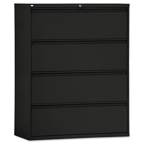 Four-drawer Lateral File Cabinet, 42w X 18d X 52.5h, Black Four-drawer Lateral File Cabinet, 42w X 18d X 52.5h, Black