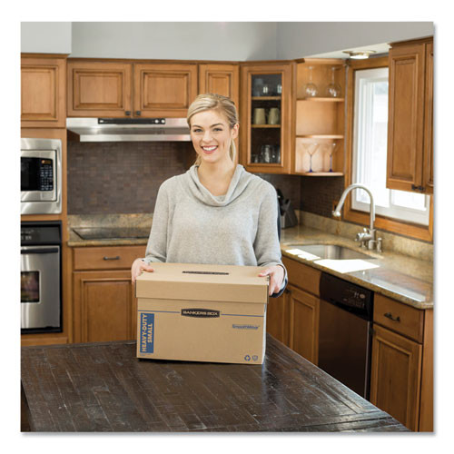 Smoothmove Maximum Strength Moving Boxes, Small, Half Slotted Container (hsc), 15" X 15" X 12", Brown Kraft/blue, 8/pack Smoothmove Maximum Strength Moving Boxes, Small, Half Slotted Container (hsc), 15" X 15" X 12", Brown Kraft/blue, 8/pack