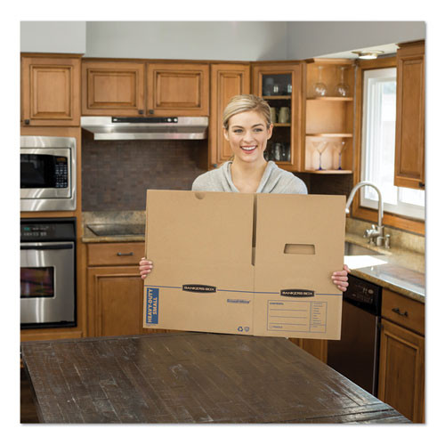 Smoothmove Maximum Strength Moving Boxes, Small, Half Slotted Container (hsc), 15" X 15" X 12", Brown Kraft/blue, 8/pack Smoothmove Maximum Strength Moving Boxes, Small, Half Slotted Container (hsc), 15" X 15" X 12", Brown Kraft/blue, 8/pack