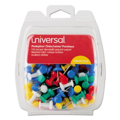 Colored Push Pins, Plastic, Assorted, 3/8", 400/pack Colored Push Pins, Plastic, Assorted, 3/8", 400/pack