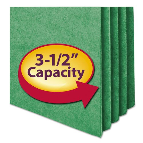Colored File Pockets, 3.5" Expansion, Letter Size, Green Colored File Pockets, 3.5" Expansion, Letter Size, Green