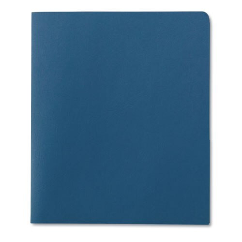Two-pocket Folder, Embossed Leather Grain Paper, Blue, 25/box