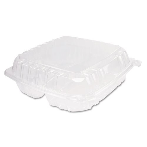 Clearseal Plastic Hinged Container, 3-comp, 9 X 9-1/2 X 3, 100/bag, 2 Bags/ct Clearseal Plastic Hinged Container, 3-comp, 9 X 9-1/2 X 3, 100/bag, 2 Bags/ct