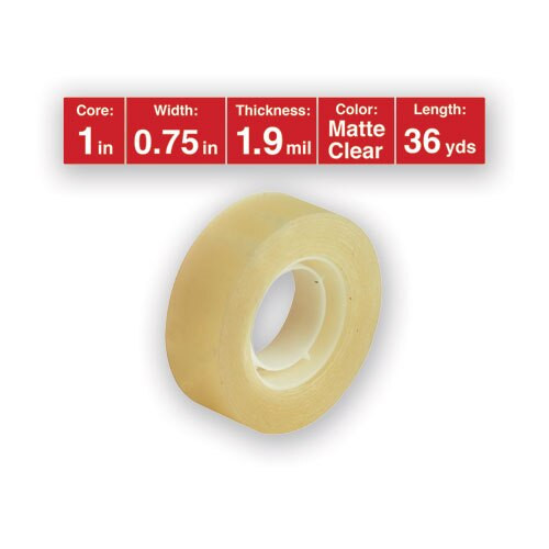 Invisible Tape, 1" Core, 0.75" X 36 Yds, Clear, 12/pack Invisible Tape, 1" Core, 0.75" X 36 Yds, Clear, 12/pack