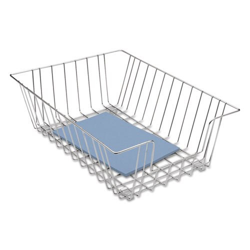 Wire Desk Tray Organizer, 1 Section, Letter Size Files, 10" X 14.13" X 3", Silver Wire Desk Tray Organizer, 1 Section, Letter Size Files, 10" X 14.13" X 3", Silver