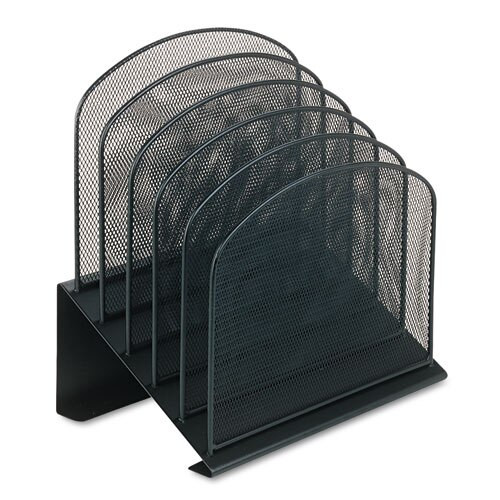Onyx Mesh Desk Organizer With Tiered Sections, 5 Sections, Letter To Legal Size Files, 11.25" X 7.25" X 12", Black Onyx Mesh Desk Organizer With Tiered Sections, 5 Sections, Letter To Legal Size Files, 11.25" X 7.25" X 12", Black