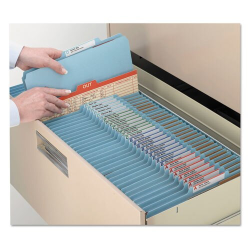 Six-section Pressboard Top Tab Classification Folders With Safeshield Fasteners, 2 Dividers, Letter Size, Blue, 10/box