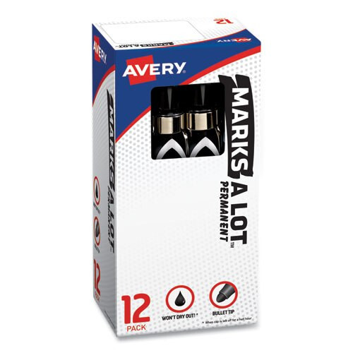 Marks A Lot Large Desk-style Permanent Marker With Metal Pocket Clip, Broad Bullet Tip, Black, Dozen Marks A Lot Large Desk-style Permanent Marker With Metal Pocket Clip, Broad Bullet Tip, Black, Dozen
