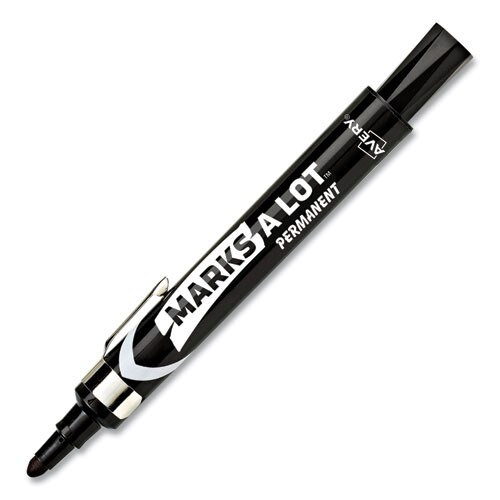 Marks A Lot Large Desk-style Permanent Marker With Metal Pocket Clip, Broad Bullet Tip, Black, Dozen Marks A Lot Large Desk-style Permanent Marker With Metal Pocket Clip, Broad Bullet Tip, Black, Dozen