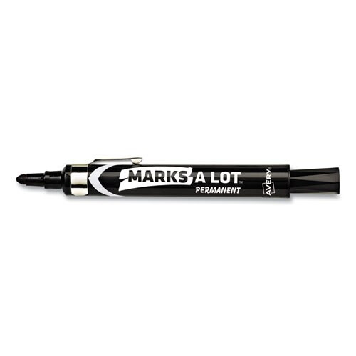 Marks A Lot Large Desk-style Permanent Marker With Metal Pocket Clip, Broad Bullet Tip, Black, Dozen Marks A Lot Large Desk-style Permanent Marker With Metal Pocket Clip, Broad Bullet Tip, Black, Dozen