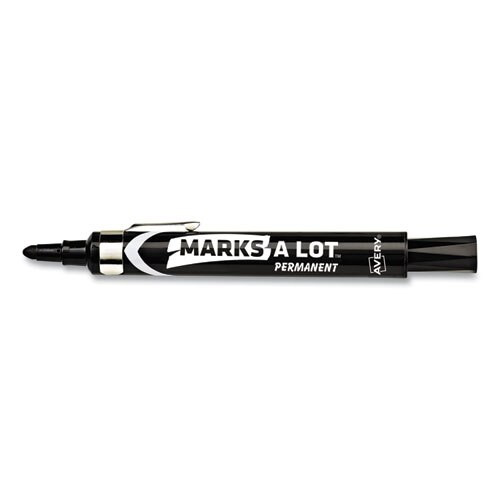 Marks A Lot Large Desk-style Permanent Marker With Metal Pocket Clip, Broad Bullet Tip, Black, Dozen Marks A Lot Large Desk-style Permanent Marker With Metal Pocket Clip, Broad Bullet Tip, Black, Dozen