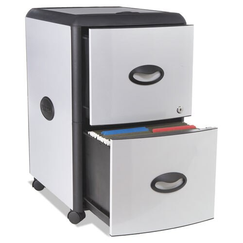 Two-drawer Mobile Filing Cabinet With Metal Siding, 19w X 15d X 23h, Silver/black Two-drawer Mobile Filing Cabinet With Metal Siding, 19w X 15d X 23h, Silver/black