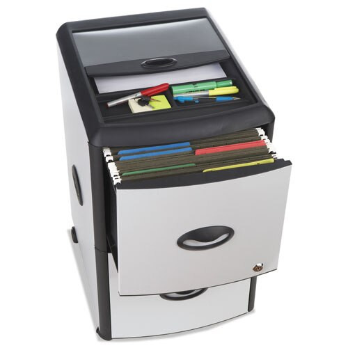 Two-drawer Mobile Filing Cabinet With Metal Siding, 19w X 15d X 23h, Silver/black Two-drawer Mobile Filing Cabinet With Metal Siding, 19w X 15d X 23h, Silver/black