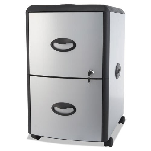 Two-drawer Mobile Filing Cabinet With Metal Siding, 19w X 15d X 23h, Silver/black Two-drawer Mobile Filing Cabinet With Metal Siding, 19w X 15d X 23h, Silver/black