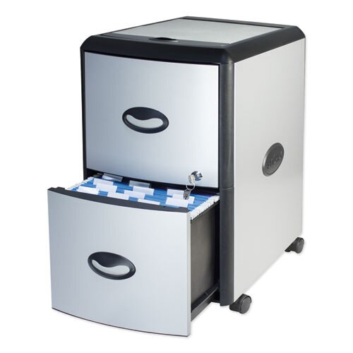 Two-drawer Mobile Filing Cabinet With Metal Siding, 19w X 15d X 23h, Silver/black Two-drawer Mobile Filing Cabinet With Metal Siding, 19w X 15d X 23h, Silver/black