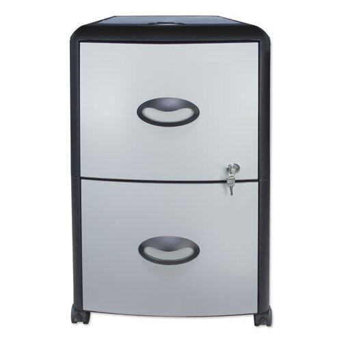 Two-drawer Mobile Filing Cabinet With Metal Siding, 19w X 15d X 23h, Silver/black Two-drawer Mobile Filing Cabinet With Metal Siding, 19w X 15d X 23h, Silver/black