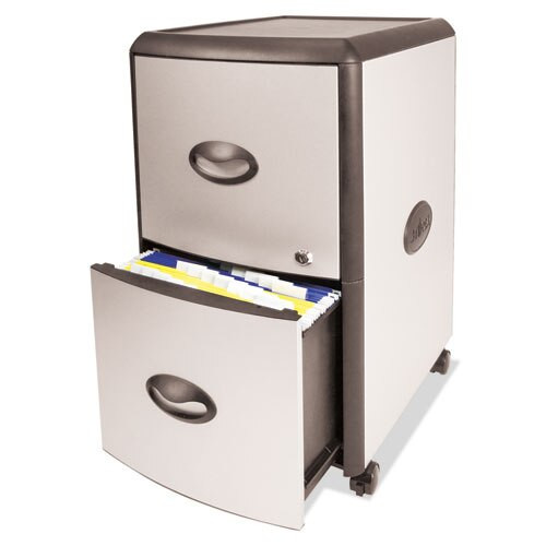 Two-drawer Mobile Filing Cabinet With Metal Siding, 19w X 15d X 23h, Silver/black Two-drawer Mobile Filing Cabinet With Metal Siding, 19w X 15d X 23h, Silver/black