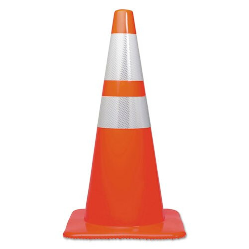 Traffic Cone, 28h X 14w X 14d, Orange/silver Traffic Cone, 28h X 14w X 14d, Orange/silver