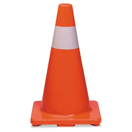Traffic Cone, 28h X 14w X 14d, Orange/silver Traffic Cone, 28h X 14w X 14d, Orange/silver