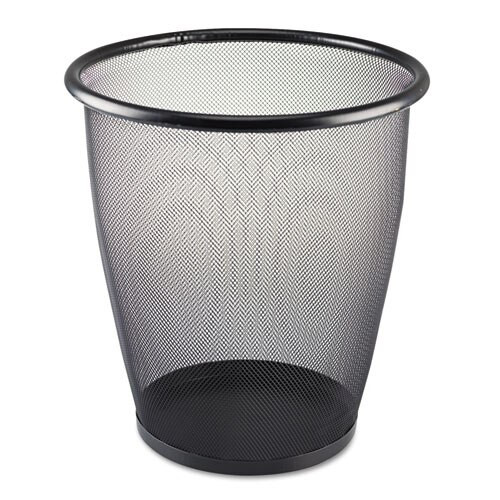 Onyx Round Mesh Wastebasket, Steel Mesh, 5 Gal, Black Onyx Round Mesh Wastebasket, Steel Mesh, 5 Gal, Black