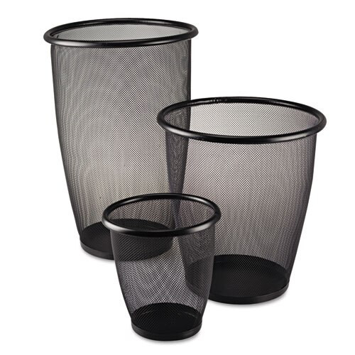 Onyx Round Mesh Wastebasket, Steel Mesh, 5 Gal, Black Onyx Round Mesh Wastebasket, Steel Mesh, 5 Gal, Black