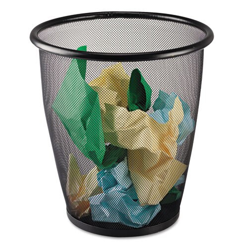 Onyx Round Mesh Wastebasket, Steel Mesh, 5 Gal, Black Onyx Round Mesh Wastebasket, Steel Mesh, 5 Gal, Black