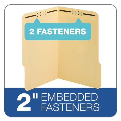 Top Tab 2-fastener Folder, 1/3-cut Tabs, Legal Size, Manila, 50/box