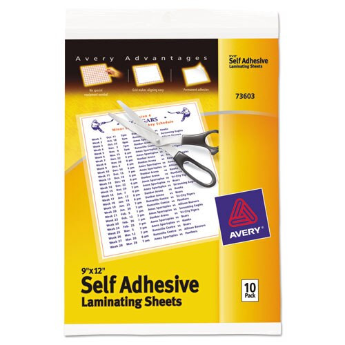 Clear Self-adhesive Laminating Sheets, 3 Mil, 9" X 12", Matte Clear, 10/pack Clear Self-adhesive Laminating Sheets, 3 Mil, 9" X 12", Matte Clear, 10/pack