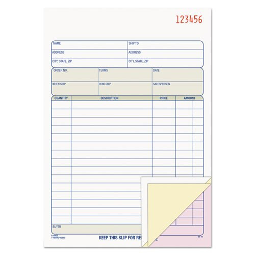 Sales Order Book, 5-9/16 X 7-15/16, Three-part Carbonless, 50 Sets/book Sales Order Book, 5-9/16 X 7-15/16, Three-part Carbonless, 50 Sets/book