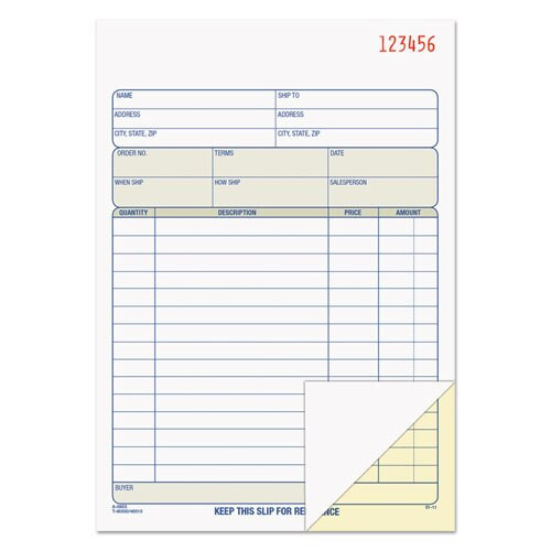 Sales Order Book, 5-9/16 X 7-15/16, Three-part Carbonless, 50 Sets/book Sales Order Book, 5-9/16 X 7-15/16, Three-part Carbonless, 50 Sets/book