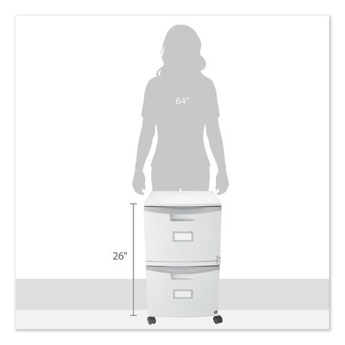 Two-drawer Mobile Filing Cabinet, 14.75w X 18.25d X 26h, Gray Two-drawer Mobile Filing Cabinet, 14.75w X 18.25d X 26h, Gray
