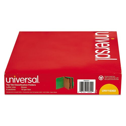 Bright Colored Pressboard Classification Folders, 2 Dividers, Letter Size, Emerald Green, 10/box Bright Colored Pressboard Classification Folders, 2 Dividers, Letter Size, Emerald Green, 10/box