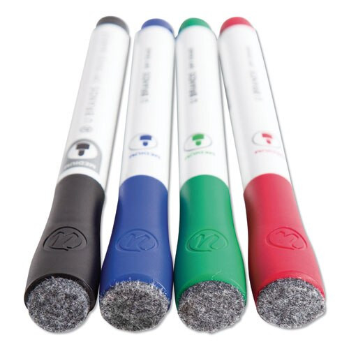 Medium Point Low-odor Dry-erase Markers With Erasers, Assorted Colors, 12/pack