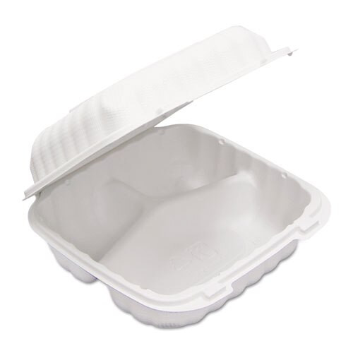 Earthchoice Smartlock Hinged Lid Containers, 3 Compartment, 8.38 X 5.38 X 3.1, 22 Oz, White, 200/carton Earthchoice Smartlock Hinged Lid Containers, 3 Compartment, 8.38 X 5.38 X 3.1, 22 Oz, White, 200/carton