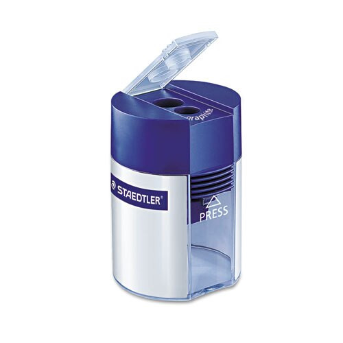 Cylinder Handheld Pencil Sharpener, Two-hole, 2.25" X 1.63" X 1.63", Blue/silver Cylinder Handheld Pencil Sharpener, Two-hole, 2.25" X 1.63" X 1.63", Blue/silver
