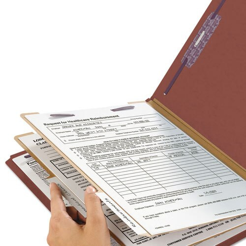 Pressboard Classification Folders With Safeshield Coated Fasteners, 2/5 Cut, 2 Dividers, Legal Size, Red, 10/box Pressboard Classification Folders With Safeshield Coated Fasteners, 2/5 Cut, 2 Dividers, Legal Size, Red, 10/box