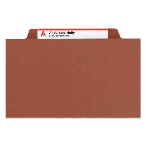 Pressboard Classification Folders With Safeshield Coated Fasteners, 2/5 Cut, 2 Dividers, Legal Size, Red, 10/box Pressboard Classification Folders With Safeshield Coated Fasteners, 2/5 Cut, 2 Dividers, Legal Size, Red, 10/box