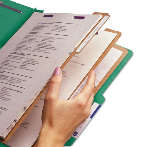 Eight-section Pressboard Top Tab Classification Folders With Safeshield Fasteners, 3 Dividers, Legal Size, Green, 10/box Eight-section Pressboard Top Tab Classification Folders With Safeshield Fasteners, 3 Dividers, Legal Size, Green, 10/box