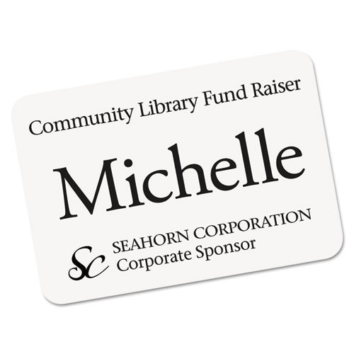 Ecofriendly Adhesive Name Badge Labels, 3.38 X 2.33, White, 80/pack Ecofriendly Adhesive Name Badge Labels, 3.38 X 2.33, White, 80/pack