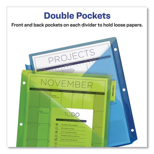 Insertable Big Tab Plastic 2-pocket Dividers, 5-tab, 11.13 X 9.25, Assorted, 1 Set Insertable Big Tab Plastic 2-pocket Dividers, 5-tab, 11.13 X 9.25, Assorted, 1 Set